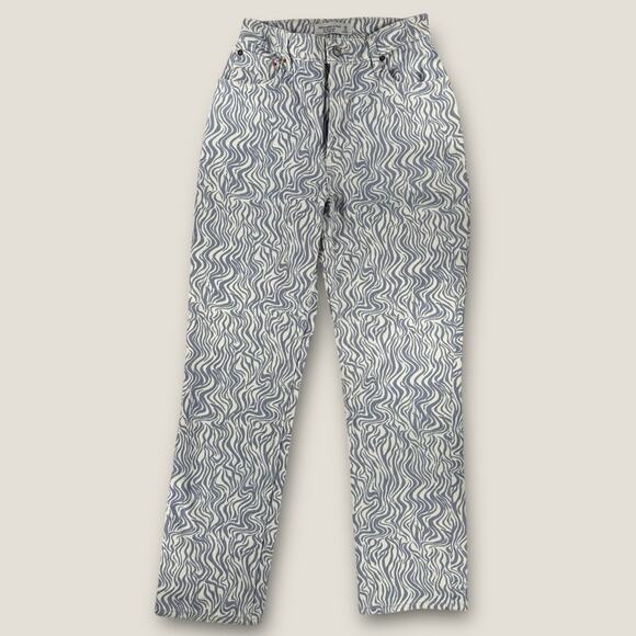 Abercrombie & Fitch Denim - Abercrombie Curve Love 90s Straight‎ Jeans 26 2S Ultra High Rise Blue Zebra